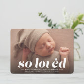 So liebte Valentinstag Foto rosa Geburt Ankündigung (Stehend Vorderseite)