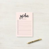 So listen Sie Skriptherzen in Rosa auf Post-it Klebezettel (Auf Schreibtisch)