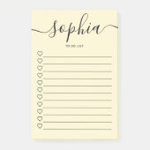 So listen Sie Skriptschwerpunkte mit gelben Anmerk Post-it Klebezettel (Vorderseite)