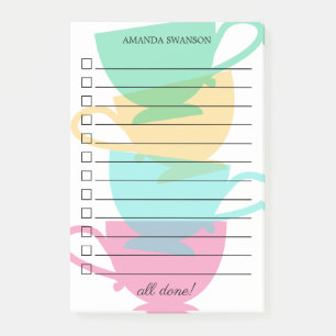 So listen Sie Teacup-Silhouetten auf - Name Post-it Klebezettel