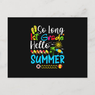 So Long 1. Klasse Hallo Sommer Letzter Schultag. Ankündigungspostkarte