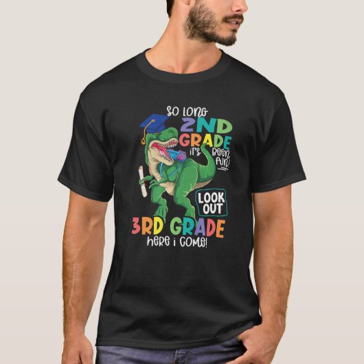 So Long 2nd Grade Abschluss Hello 3rd Grade Dinos T-Shirt (Vorderseite)