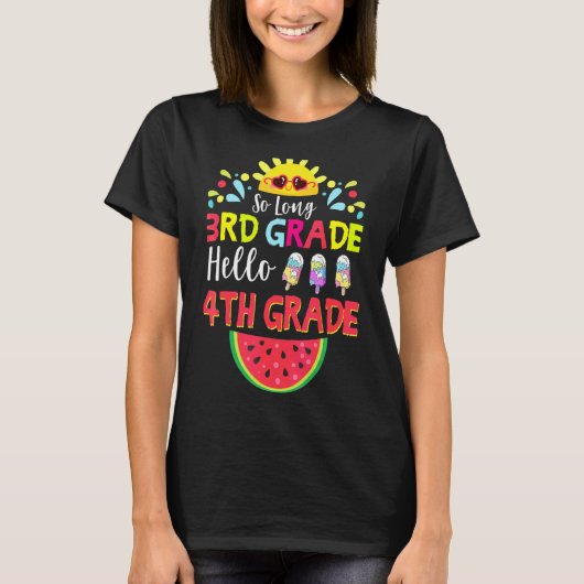 So Long 3. Klasse Hallo 4. Klasse Lehrer Student T-Shirt (Vorderseite)