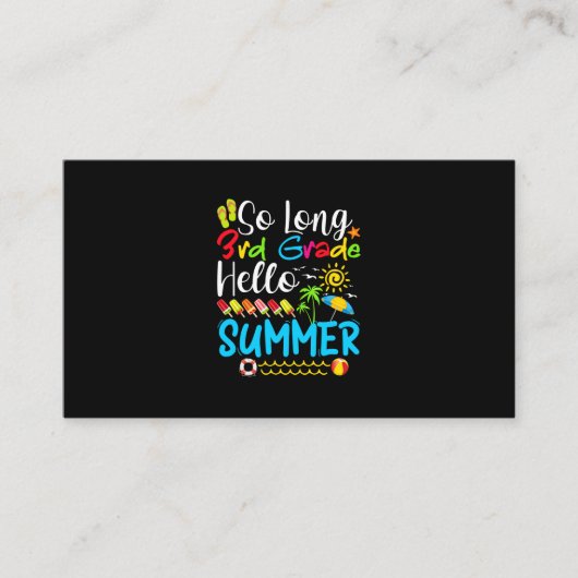 So Long 3rd Grade Hello Summer Last Day Of School. Visitenkarte (Vorderseite)