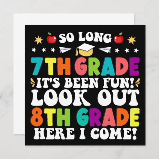So Long 7th Grade Ausblick 8. Grade Abschluss Ankündigung (Vorne/Hinten)