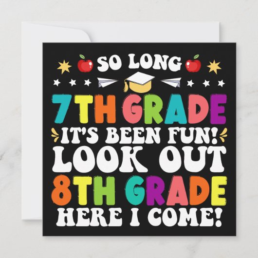 So Long 7th Grade Ausblick 8. Grade Abschluss Ankündigung (Vorderseite)