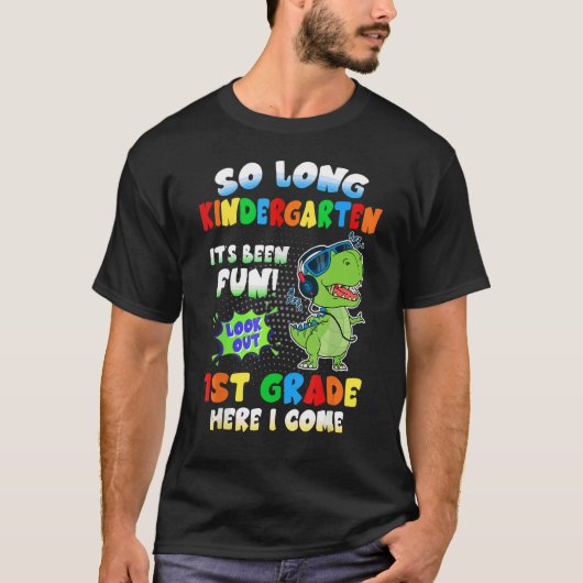 So Long Kindergarten Dinosaurier Ausblick aus 1. K T-Shirt (Vorderseite)