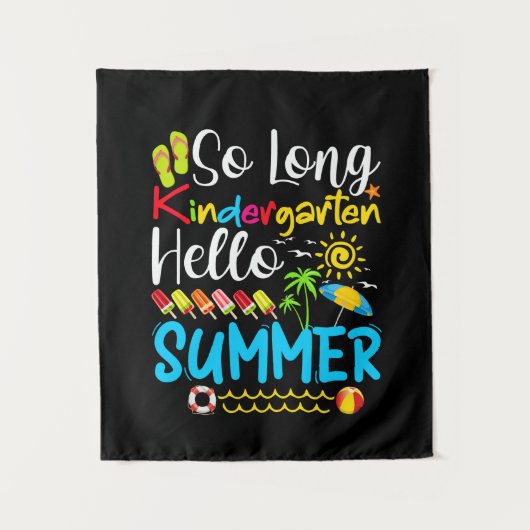 So Long Kindergarten Grade Hello Summer Wandteppich (Vorderseite)