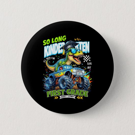 So Long Kindergarten Graduate Dinosaur 1st Grade H Button (Vorderseite)