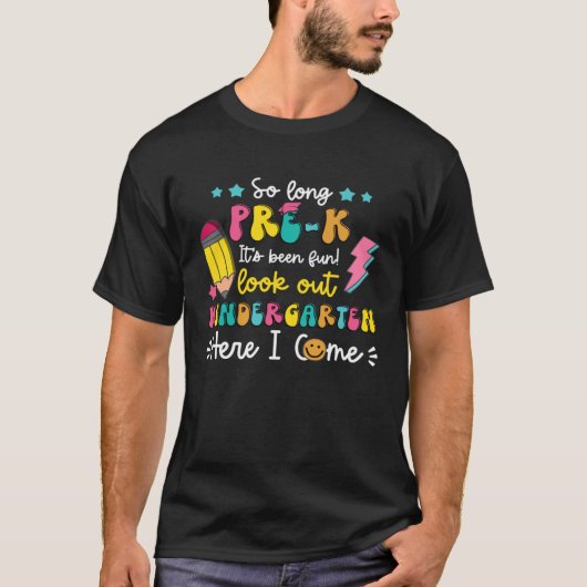 So Long Pre K Kindergarten Here I Come Groovy Grad T-Shirt (Vorderseite)