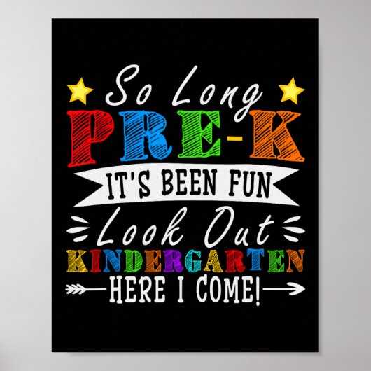 So Long Pre-k Vorschulabschluss Kindergarten Er Poster (Vorne)