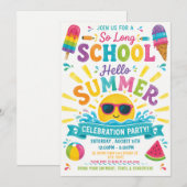 So Long Schule Hallo Sommer Bunte Poolparty Einladung (Vorne/Hinten)