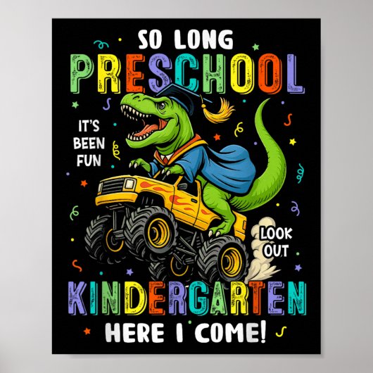 So Long Vorschulabschluss Cl 2025 Dinosaurier Kind Poster (Vorne)