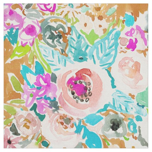 SO LUSCIOUS buntes Boho BlumenAquarell Stoff (Nahaufnahme)