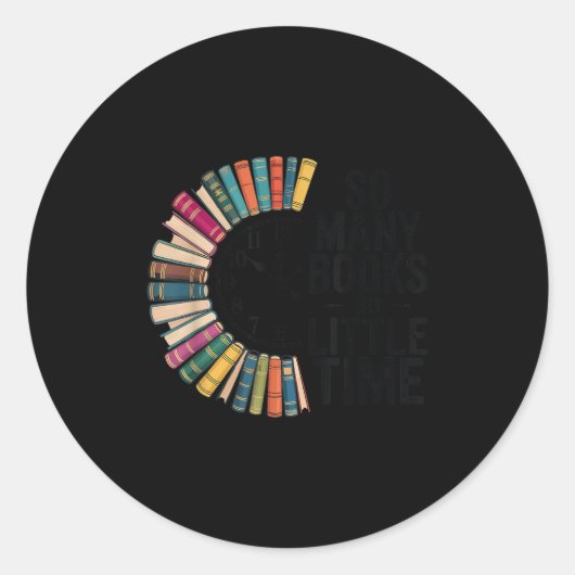 So Many Books Little Time, Retro Bookish Book Love Runder Aufkleber (Vorderseite)