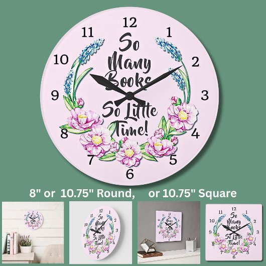 So Many Books So Little Time Große Wanduhr