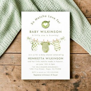 So Matcha Love Baby Shower Einladung Grün Weiß