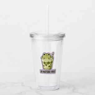 So Matcha Vibes Süßer Kawaii-Frosch-Meme Acryltrinkbecher