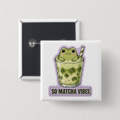 So Matcha Vibes Süßer Kawaii-Frosch-Meme Button (Vorne & Hinten)