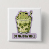 So Matcha Vibes Süßer Kawaii-Frosch-Meme Button (Vorderseite)