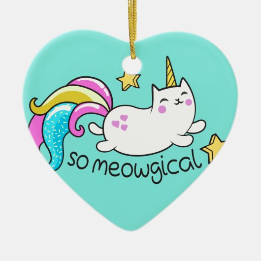 So Meowgical Niedlich Unicorn Kitty Glitzer Glitze Keramikornament (Vorne)