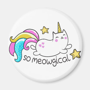 So Meowgical Niedlich Unicorn Kitty Glitzer Glitze Magnet