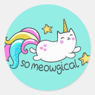 So Meowgical Niedlich Unicorn Kitty Glitzer Glitze Runder Aufkleber