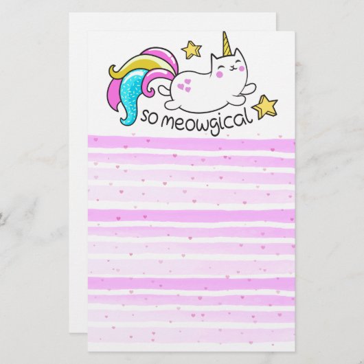 So Meowgical niedliche Unicorn Briefpapier (Vorne/Hinten)