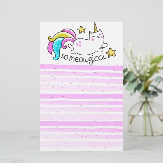 So Meowgical niedliche Unicorn Briefpapier (Stehend Vorderseite)