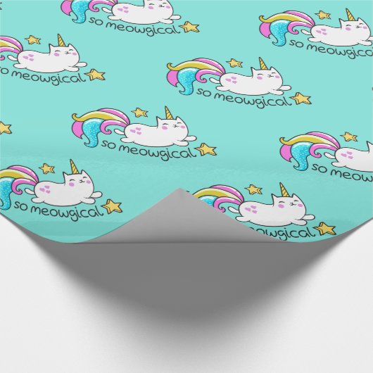So Meowgical niedliche Unicorn Geschenkpapier (Ecke)