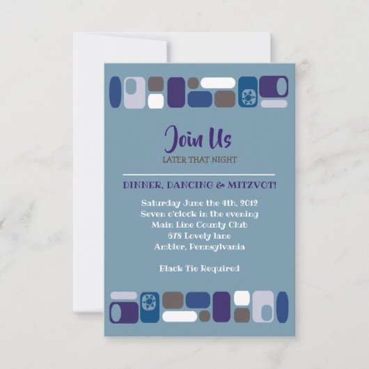 SO MOD Bar Bar Mitzvah Empfang Card Einladung (Vorderseite)