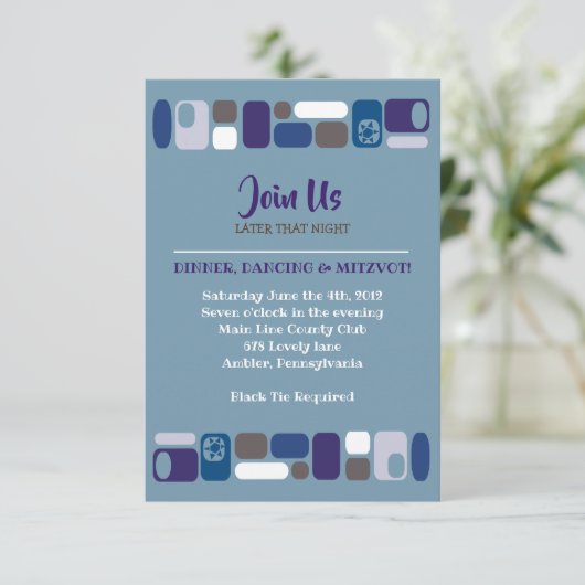 SO MOD Bar Bar Mitzvah Empfang Card Einladung (Stehend Vorderseite)