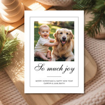 So Much Joy Hund Baby Weihnachtskarte Foto