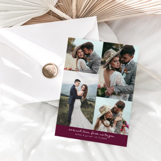 So Much Love Elegant Wedding Photo Cranberry Dankeskarte