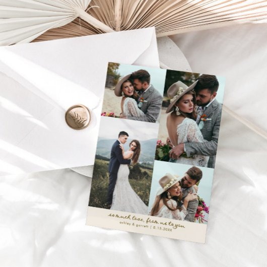 So Much Love Elegant Wedding Photo Cream Dankeskarte
