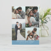 So Much Love Elegant Wedding Photo Denim Blue Dankeskarte (Stehend Vorderseite)