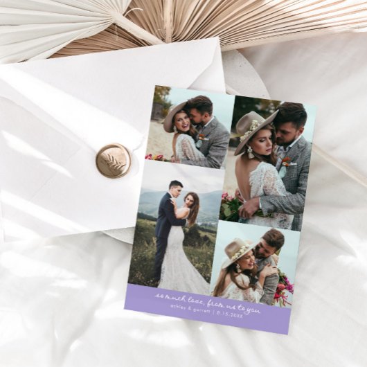 So Much Love Elegant Wedding Photo Lilac Dankeskarte