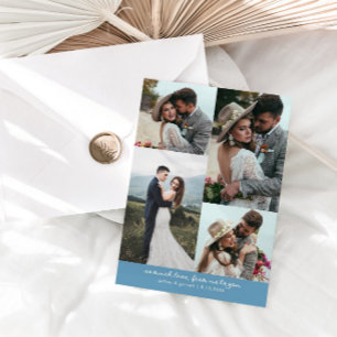 So Much Love Elegante Hochzeitsfoto Denim Blau Dankeskarte