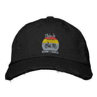 So nehme ich das Design von Retro Golf Cart Logos Bestickte Baseballkappe