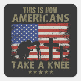 So nehmen Amerikaner das Knie Quadratischer Aufkleber