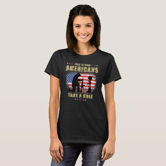 So nehmen Amerikaner Knie-Soldaten als Veteran T-Shirt (Vorne ganz)