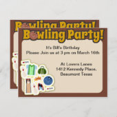 So Niedlich Bowling Party Time Einladung (Vorne/Hinten)