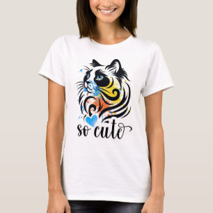 So Niedlich Cat Splash - Künstlerisch farbenfrohe  T-Shirt