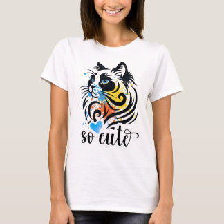 So Niedlich Cat Splash - Künstlerisch farbenfrohe T-Shirt