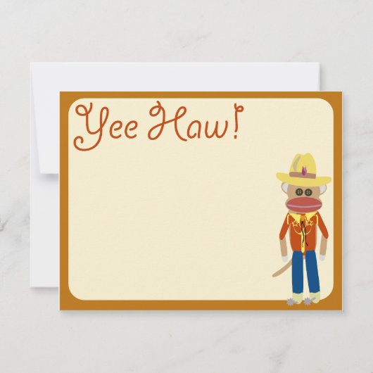 So Niedlich Cowboy Sock Monkey Einladung (Rückseite)