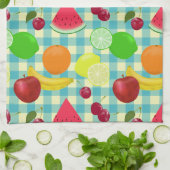 So Niedlich Frucht Aqua Karos Muster Geschirrtuch (Gefaltet)