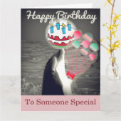 So Niedlich Happy Birthday Dolphin Balloon Kunstka Karte (Gelbe Blume)