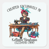 So Niedlich Nähsticker Quadratischer Aufkleber (Vorderseite)