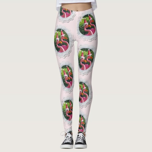 So niedlich Weihnachts Flamingo Leggings! Leggings (Vorderseite)