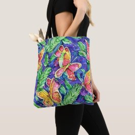 So niedliche Aquarellmalerei Butterflies Blau Tasche